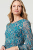 Teal | Printed Tie Waist Layered Midi Dress
