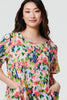Pink | Floral Short Sleeve Shift Short Dress

