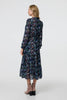 Navy | Floral Print Semi Sheer Midi Dress
