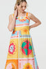 Orange | Patchwork Print Sleeveless Maxi Dress

