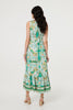 Green | Printed Sleeveless Tie Empire Maxi Dress
