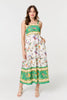 Green | Tropical Print Cami Strap Midi Dress
