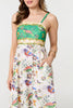 Green | Tropical Print Cami Strap Midi Dress
