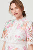 Pink | Floral Lace Trim Semi Sheer Midi Dress
