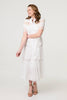 White | Lace Cut Out Detail Tie Waist Midi Dress
