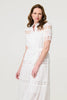 White | Lace Cut Out Detail Tie Waist Midi Dress
