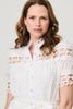 White | Lace Cut Out Detail Tie Waist Midi Dress

