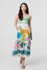 Green | Printed Sleeveless Empire Midi Dress
