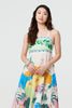 Green | Printed Sleeveless Empire Midi Dress
