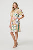 Yellow | Patchwork Print Knee Length Shirt Dress

