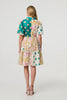 Yellow | Patchwork Print Knee Length Shirt Dress
