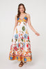 White | Tropical Print Sleeveless Maxi Sun Dress
