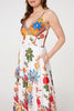 White | Tropical Print Sleeveless Maxi Sun Dress
