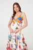 White | Tropical Print Sleeveless Maxi Sun Dress

