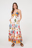 White | Tropical Print Sleeveless Maxi Sun Dress
