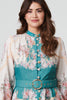 Green | Floral Button Detail Belted Maxi Dress
