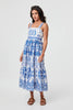 Blue | Mosaic Print Wide Strap Midi Sun Dress

