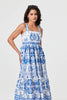 Blue | Mosaic Print Wide Strap Midi Sun Dress
