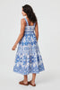 Blue | Mosaic Print Wide Strap Midi Sun Dress
