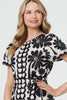 Black | Heart Print Tie Waist Short Skater Dress
