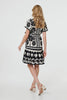 Black | Heart Print Tie Waist Short Skater Dress
