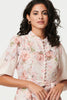 Cream | Floral 3/4 Puff Sleeve Knee Length Dress
