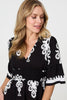 Black | Ikat Print 1/2 Sleeve Relaxed Short Dress