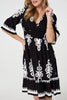 Black | Ikat Print 1/2 Sleeve Relaxed Short Dress