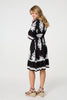 Black | Ikat Print 1/2 Sleeve Relaxed Short Dress
