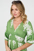 Green | Ikat Print 1/2 Sleeve Relaxed Short Dress

