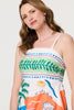 White | Tropical Print Sleeveless A-Line Maxi Dress
