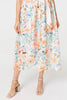 Orange | Floral Cut Out Tie Waist Midi Shirt Dress
