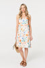 Orange | Floral Cut Out Tie Waist Midi Shirt Dress
