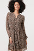Beige | Animal Print Long Sleeve Short Dress
