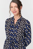 Blue | Geo Print Tie Waist Knee Length Dress
