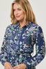 Navy | Floral Tie Waist Tiered Midi Dress
