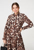 Beige | Animal Print Tiered Short Shirt Dress
