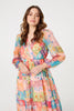 Orange | Patchwork Print Tiered Empire Midi Dress
