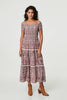 Pink | Ditsy Floral Bardot Smocked Midi Dress
