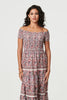 Pink | Ditsy Floral Bardot Smocked Midi Dress
