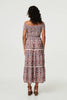 Pink | Ditsy Floral Bardot Smocked Midi Dress
