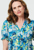 Blue | Leaf Print Short Sleeve Shirt Midi Dress
