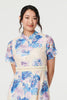 Blue | Floral Lace Trim High Neck Maxi Dress
