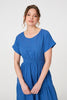Blue | Relaxed Short Sleeve Tiered Midi Dress
