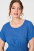 Blue | Relaxed Short Sleeve Tiered Midi Dress
