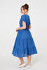 Blue | Relaxed Short Sleeve Tiered Midi Dress
