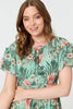 Green | Tropical Print Frill Tiered Midi Dress