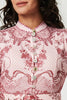 Pink | Printed Long Sleeve High Neck Midi Dress
