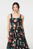 Black | Floral Sleeveless Skater Midi Dress
