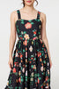 Black | Floral Sleeveless Skater Midi Dress
